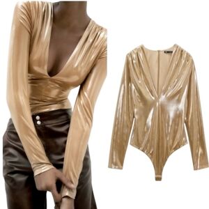 NWT Zara Gold Bodysuit